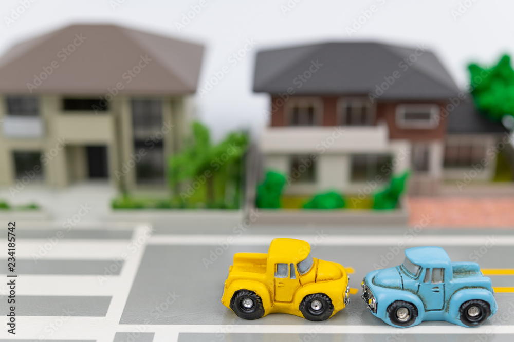 Fototapeta premium 交通事故イメージ 衝突 追突 交通安全イメージ 