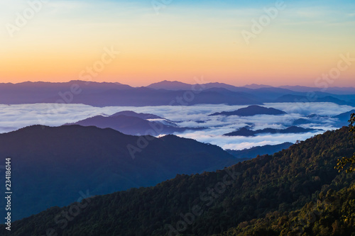 Fototapeta Naklejka Na Ścianę i Meble -  landscape  of  Mountain with Mist in  Nan province Thailand
