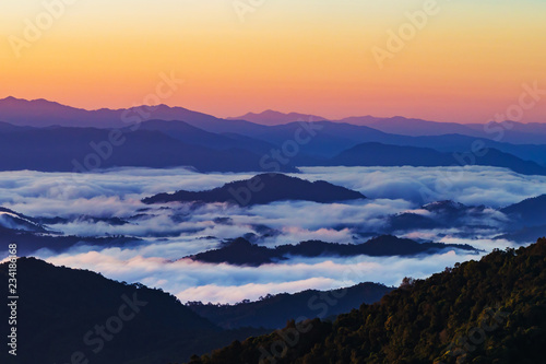 landscape of Mountain with Mist in Nan province Thailand