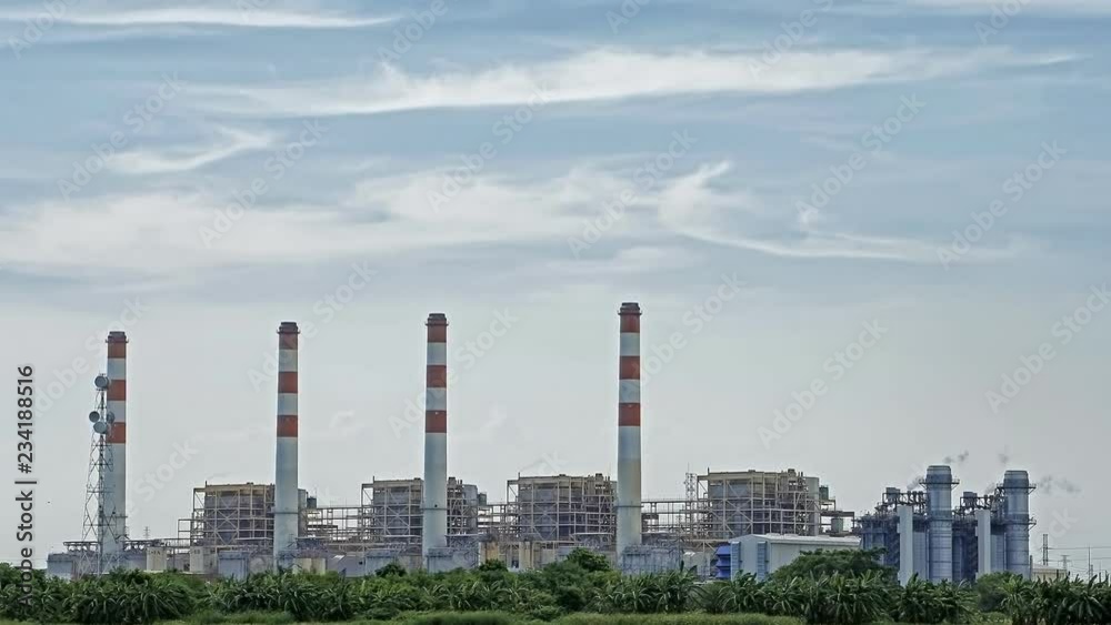 Power plant at evening. Time-lapse Power plant at evening. Time-lapse