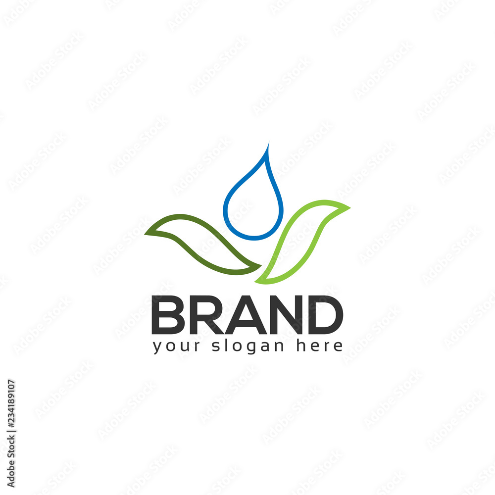 Leaf and water Logo Design Vector, Vector illustration on white background. Leaf and water Logo Design Vector, Vector illustration on white background.