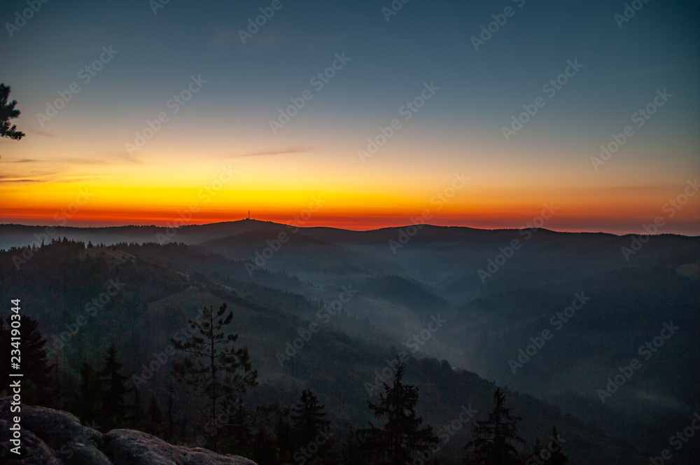 Naklejka premium Sunset in the Carpathians