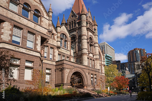 Canvas Print TORONTO - NOVEMBER 2018:  Ornate gothic architecture of Victoria College, an elaborate brownstone gothic college in downtown Toronto