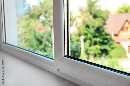 Modern window in room, closeup view. Home interior Free Download Modern window in room, closeup view. Home interior - GFXLoad