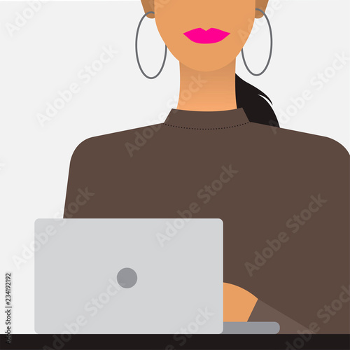 Woman with a laptop illustration