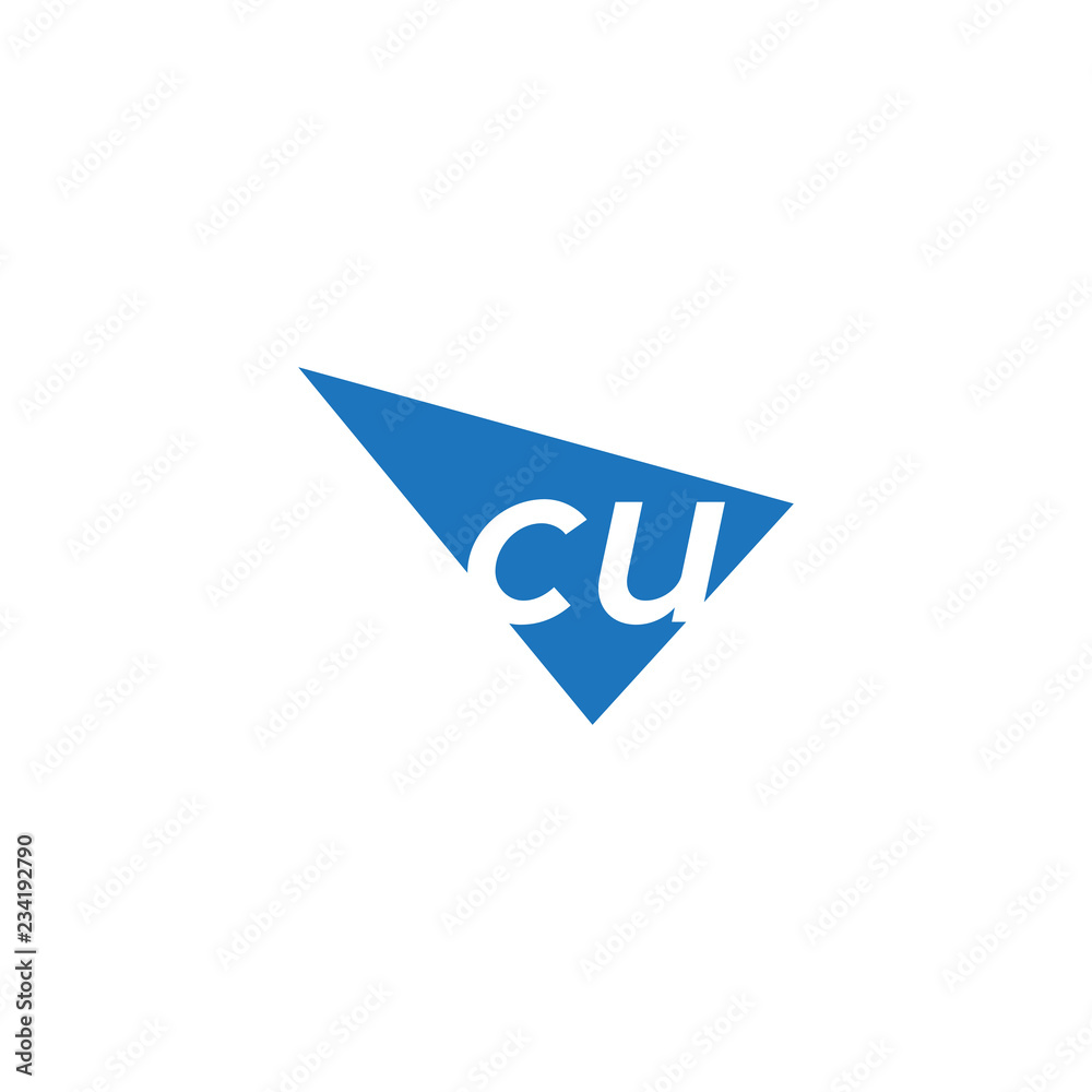 initial two letter cu negative space triangle logo initial two letter cu negative space triangle logo