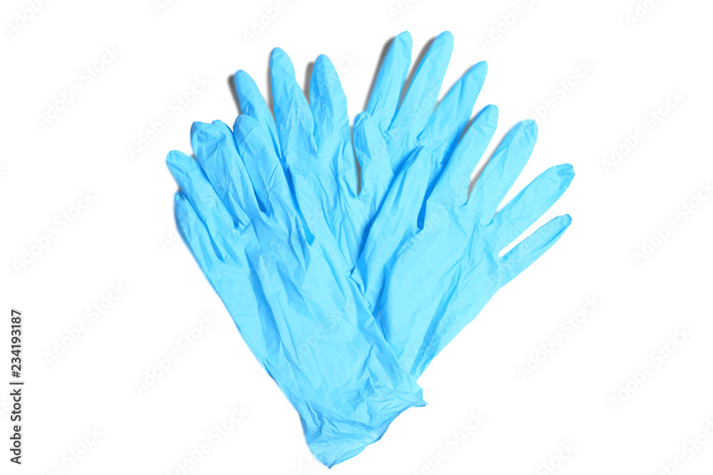 Medical gloves on white background, top view Medical gloves on white background, top view