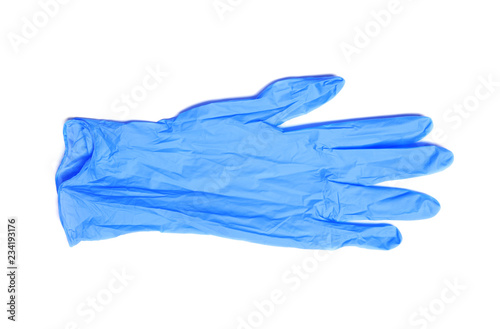 Medical glove on white background, top view © New Africa