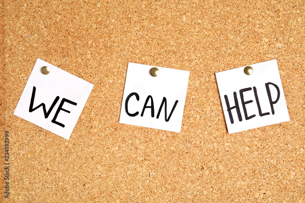 Cork bulletin board with pinned words Cork bulletin board with pinned words