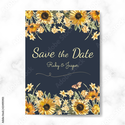 Save the date wedding invitation mockup vector