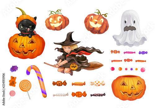Illustration of Halloween themed icons vector