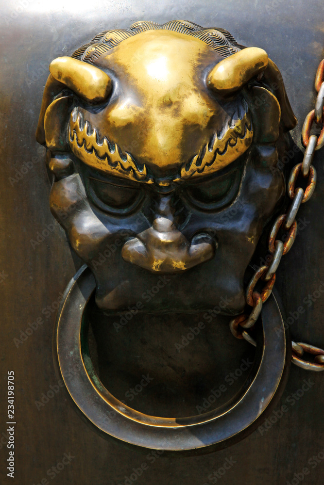 Copper animal head sculpture in the Beihai Park，Beijing, China