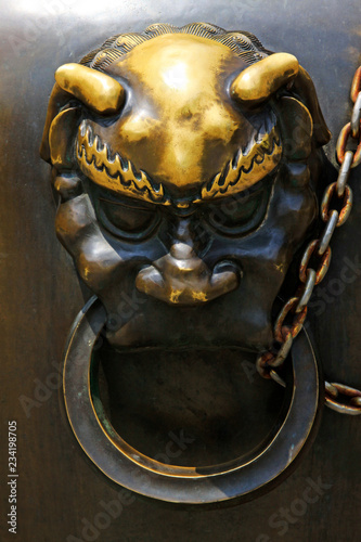 Copper animal head sculpture in the Beihai Park，Beijing, China