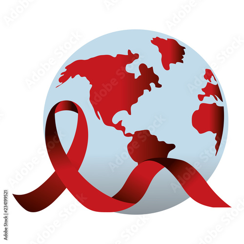 Isolated hiv ribbon with planet design