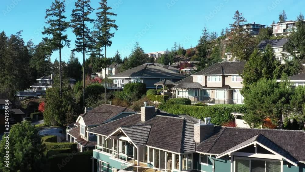 Perfect neighbourhood. Houses in suburb at Summer in the North America. Luxury houses with nice landscape. Aerial drone view Perfect neighbourhood. Houses in suburb at Summer in the North America. Luxury houses with nice landscape. Aerial drone view