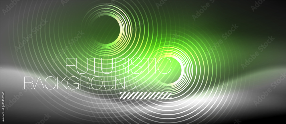 Neon circles abstract background, shiny lines Neon circles abstract background, shiny lines