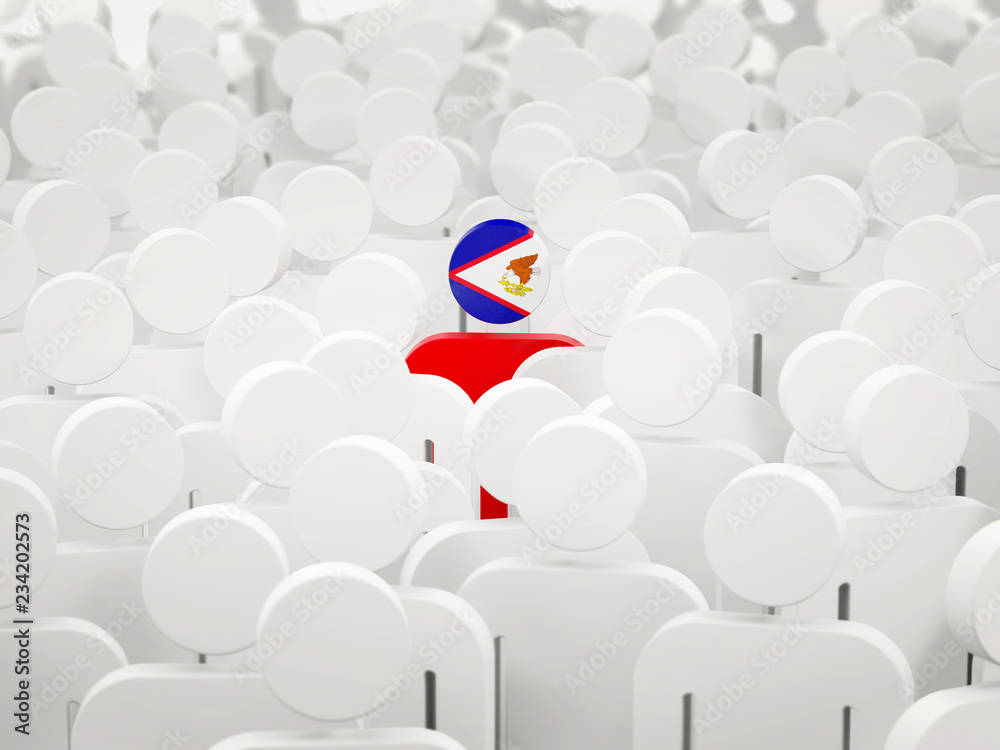 Fototapeta premium Man with flag of american samoa in a crowd
