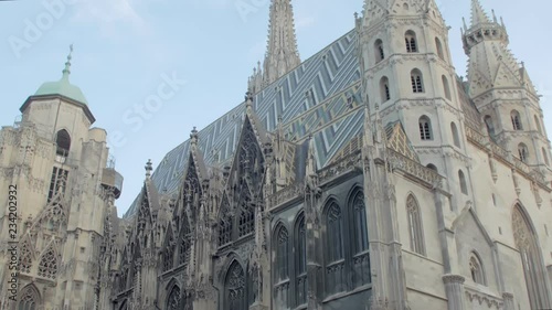 Vienna, Austria - MAY, 2018: vertical panorama of architecture of gothic St Stephen Cathedral
