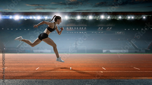 Athlete running race. Mixed media © Sergey Nivens
