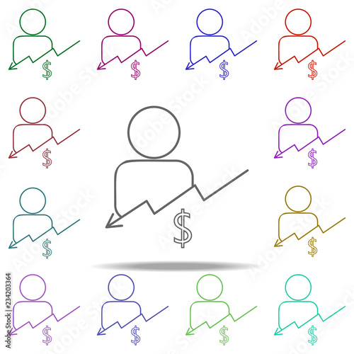 reduction salaries line icon. Elements of Bank in multi color style icons. Simple icon for websites, web design, mobile app, info graphics