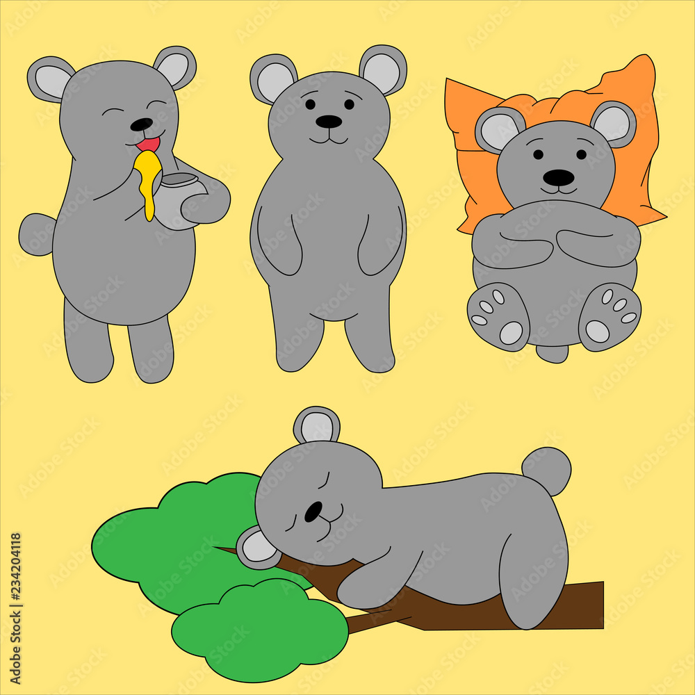 Fototapeta premium Bear in cartoon style. Cute vector illustration