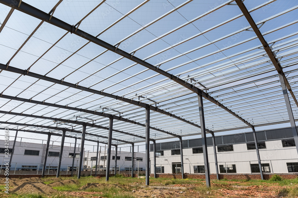 Fototapeta premium steel structure factory building construction