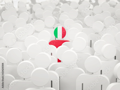 Man with flag of italy in a crowd