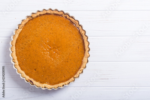 Homemade american traditional pumpkin pie