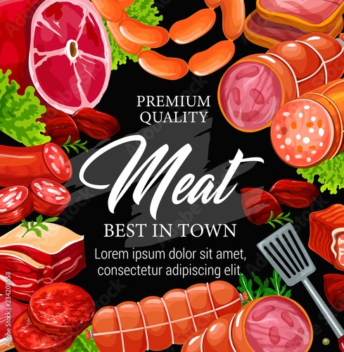 Butchery shop, meat and sausage frame