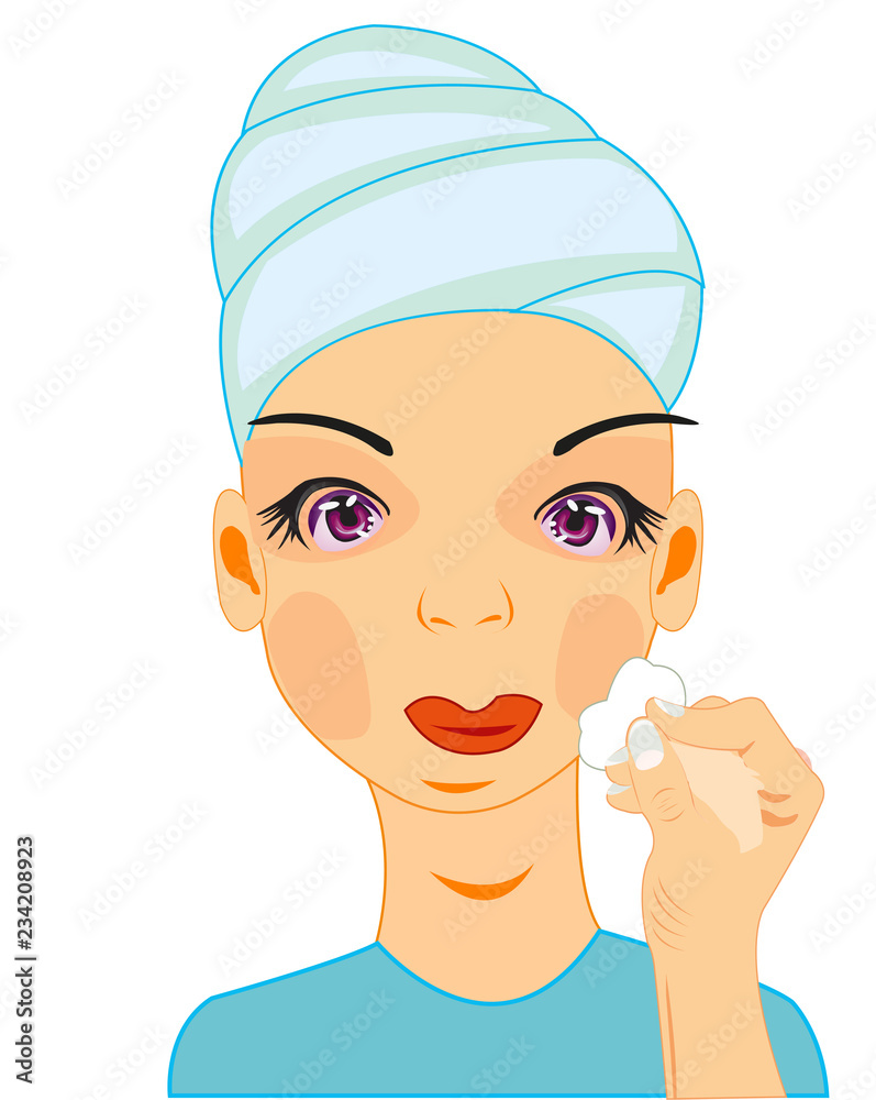 Girl takes care of person wiping him