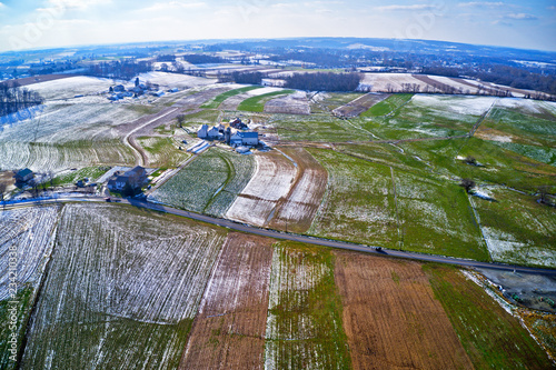 Aerial View of Amish Farmland in Pennsylvania photo