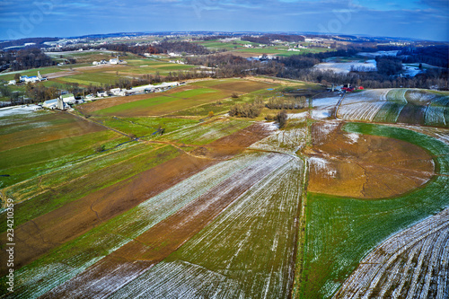 Aerial View of Amish Farmland in Pennsylvania photo