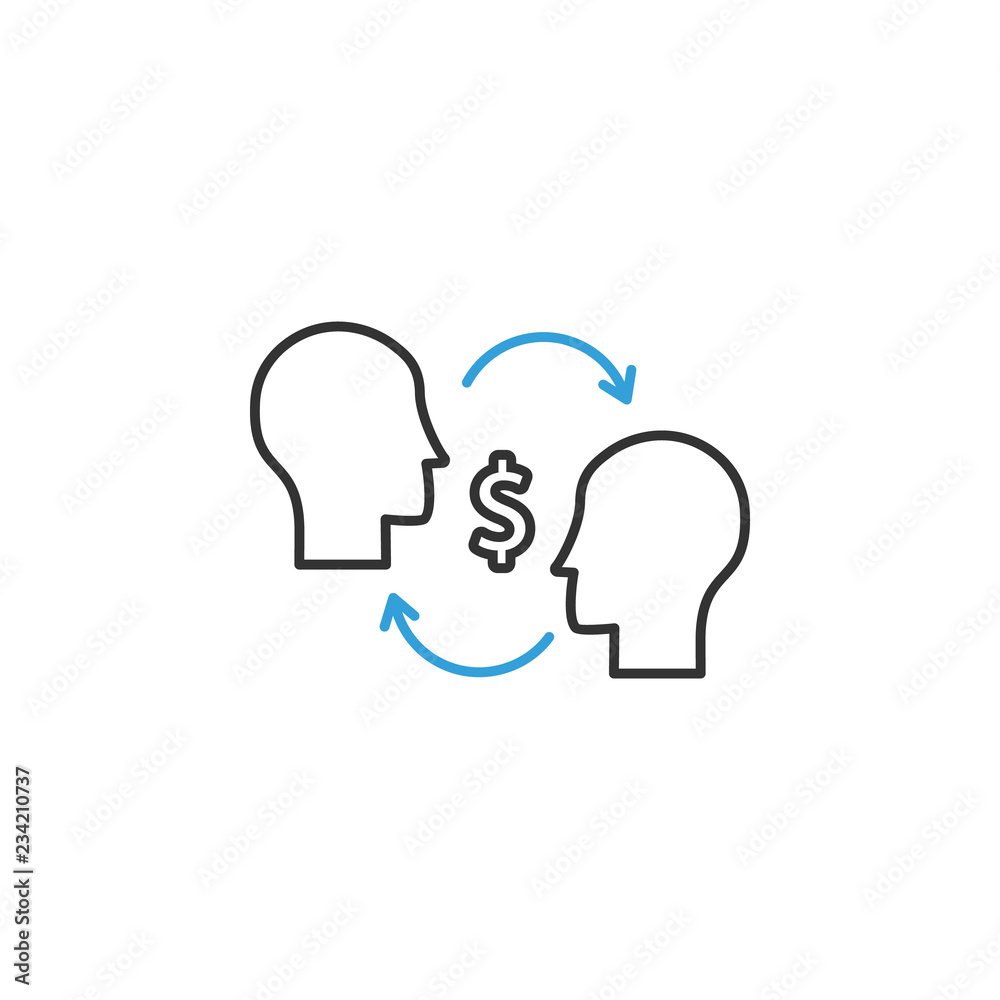 finance, exchange, people 2 colored line icon. Simple colored element illustration. exchange, people icon outline symbol design from finance set