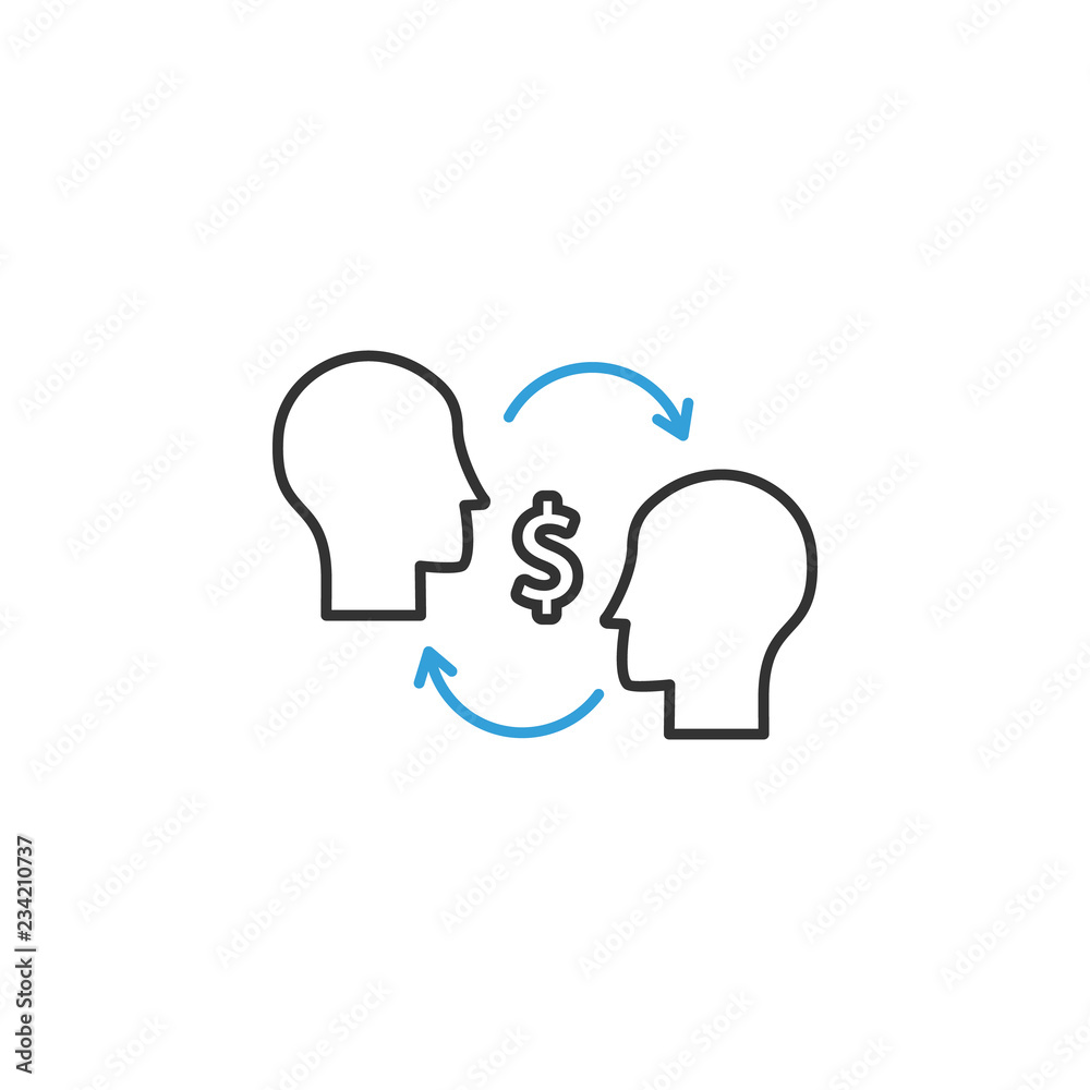 finance, exchange, people 2 colored line icon. Simple colored element illustration. exchange, people icon outline symbol design from finance set finance, exchange, people 2 colored line icon. Simple colored element illustration. exchange, people icon outline symbol design from finance set