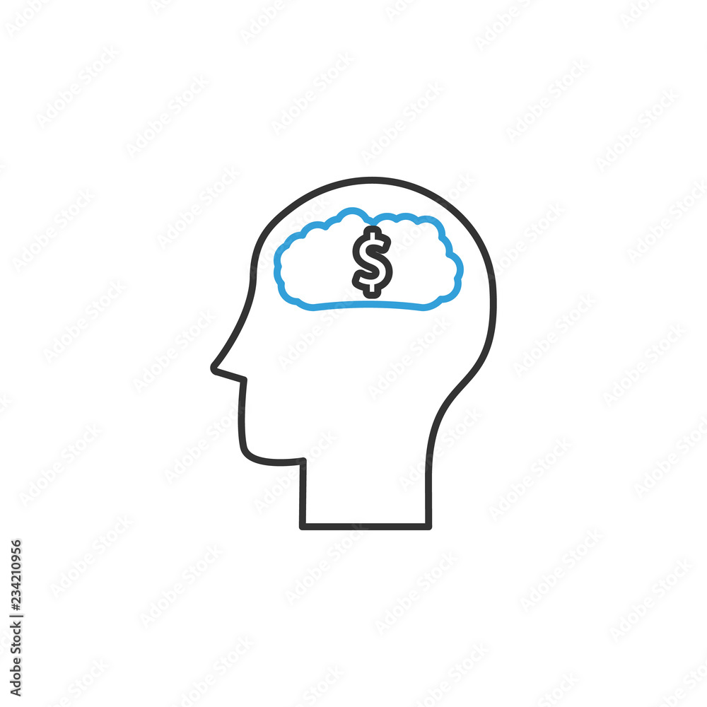 finance, thoughts, money 2 colored line icon. Simple colored element illustration. thoughts, money icon outline symbol design from finance set finance, thoughts, money 2 colored line icon. Simple colored element illustration. thoughts, money icon outline symbol design from finance set