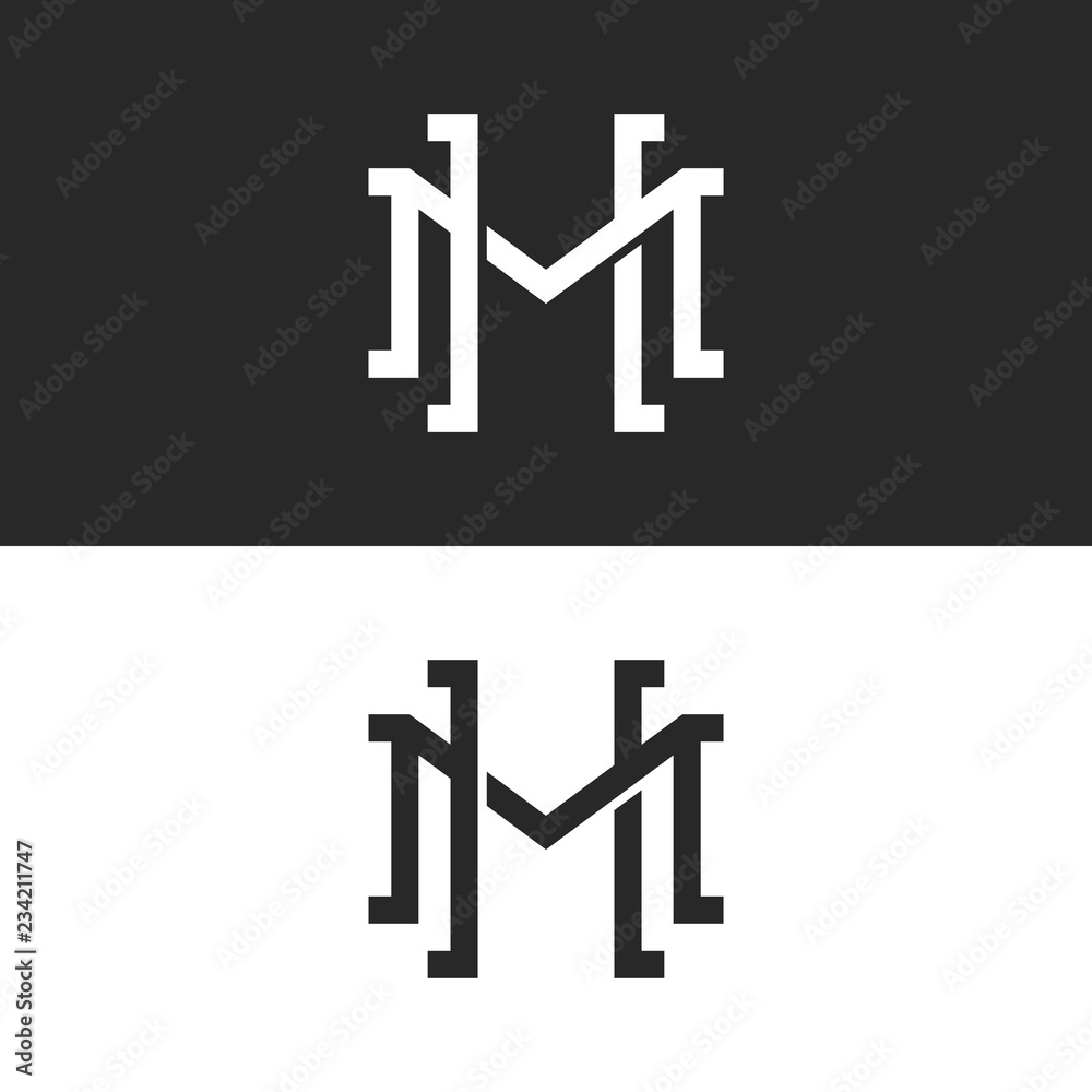 Initials HM or MH overlapping letters logo design, two letters M and H symbol  emblem mockup Stock Vector | Adobe Stock