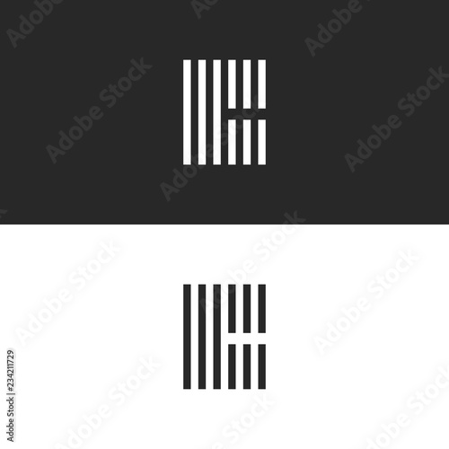 Initial hipster letter C logo monogram, black and white set emblems for business card, parallel lines geometric form striped shape