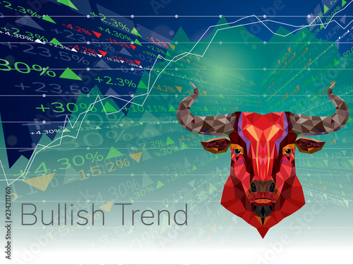 Bullish symbols on stock market vector illustration. vector Forex or commodity charts, on abstract background. The symbol of the the bull. The growing  market.