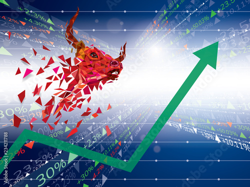 Bullish symbols on stock market vector illustration. vector Forex or commodity charts, on abstract background. The symbol of the the bull. The growing  market.