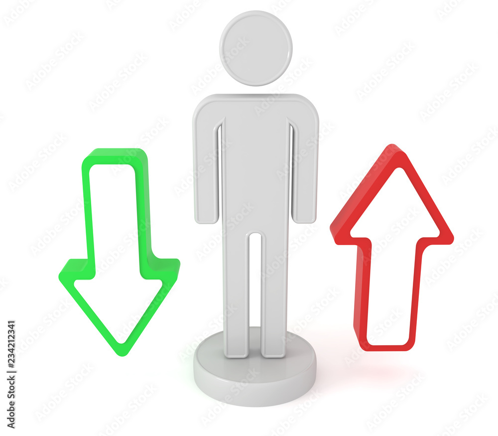 Man standing near an arrow Man standing near an arrow