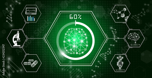 abstract background technology concept in green light,human body heal,technology modern medical science in future and global international medical with tests analysis clone DNA human