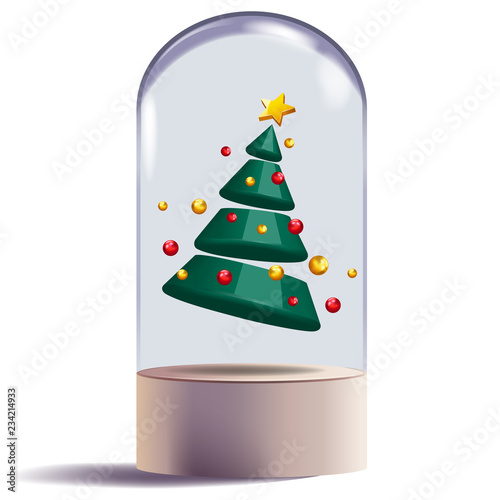 christmas tree 3d abstract shape design decorative vector illustration