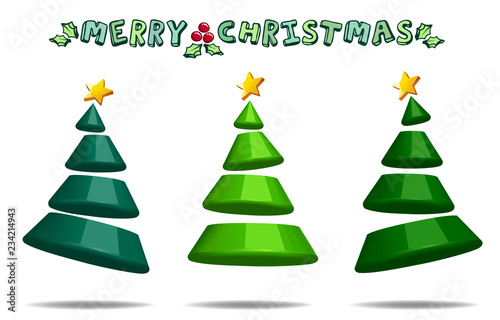 christmas tree 3d abstract shape design decorative vector illustration