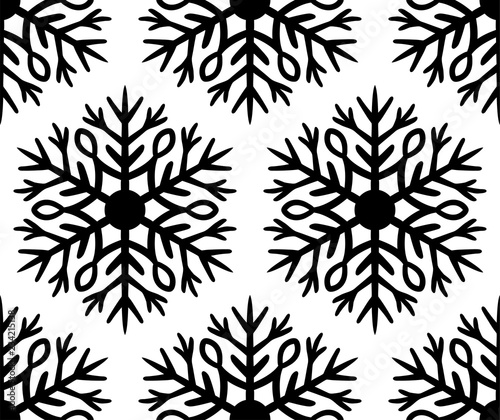 Simple seamless pattern with hand drawn snowflakes