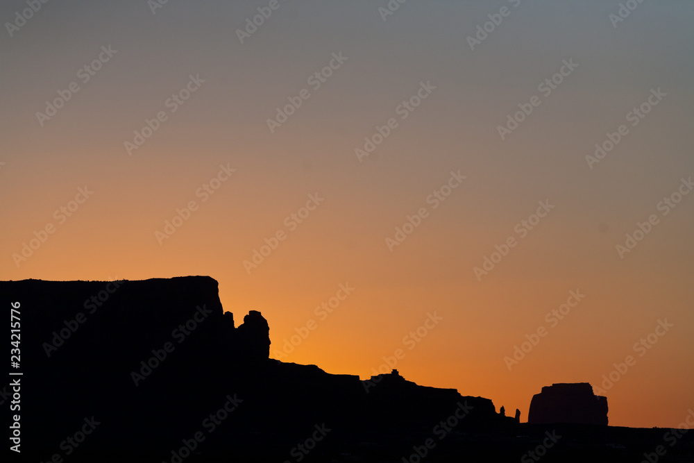Monument Valley buttes at sunset, Monument Valley, Utah, USA