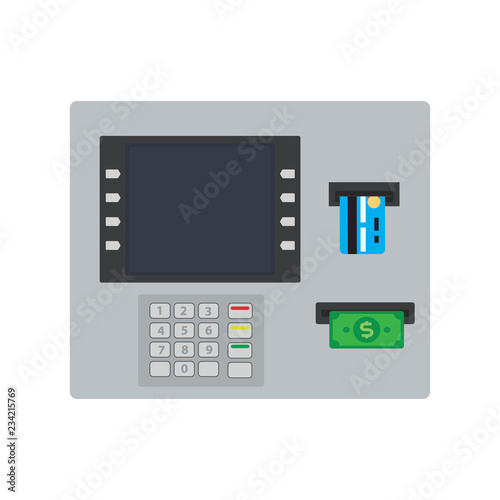 atm machine icon in flat style isolated vector illustration on white transparent background. atm cash
