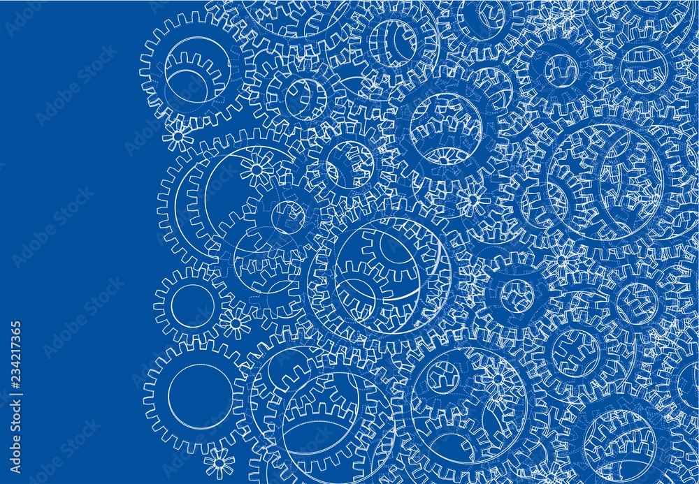 Background consisting of gears. Blueprint Style