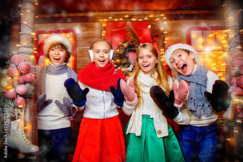 cheerful kids at christmas