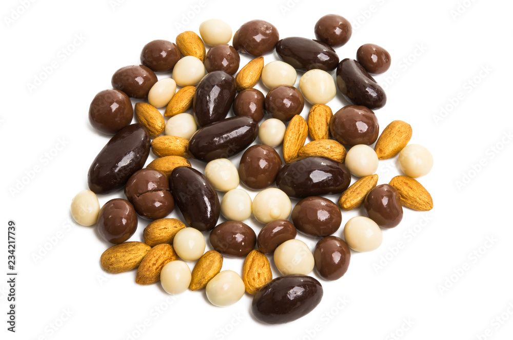 nuts in chocolate isolated nuts in chocolate isolated