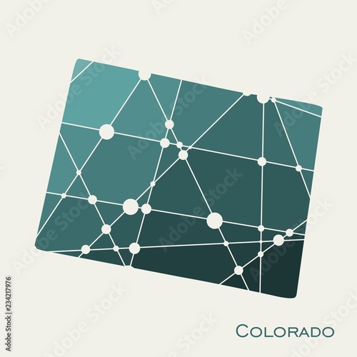 Image relative to USA travel. Colorado state map textured by lines and dots pattern